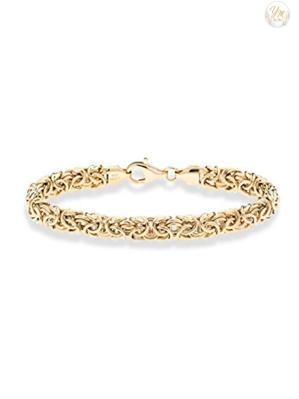 18K Gold Plated 925 Sterling Silver Byzantine Bracelet Women's Link Chain